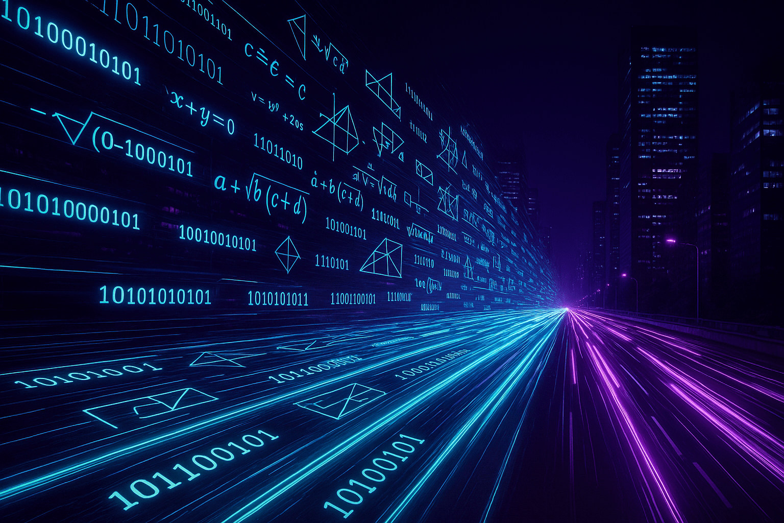 Abstract digital highway with streams of data light moving at high speed representing fast cognitive processing