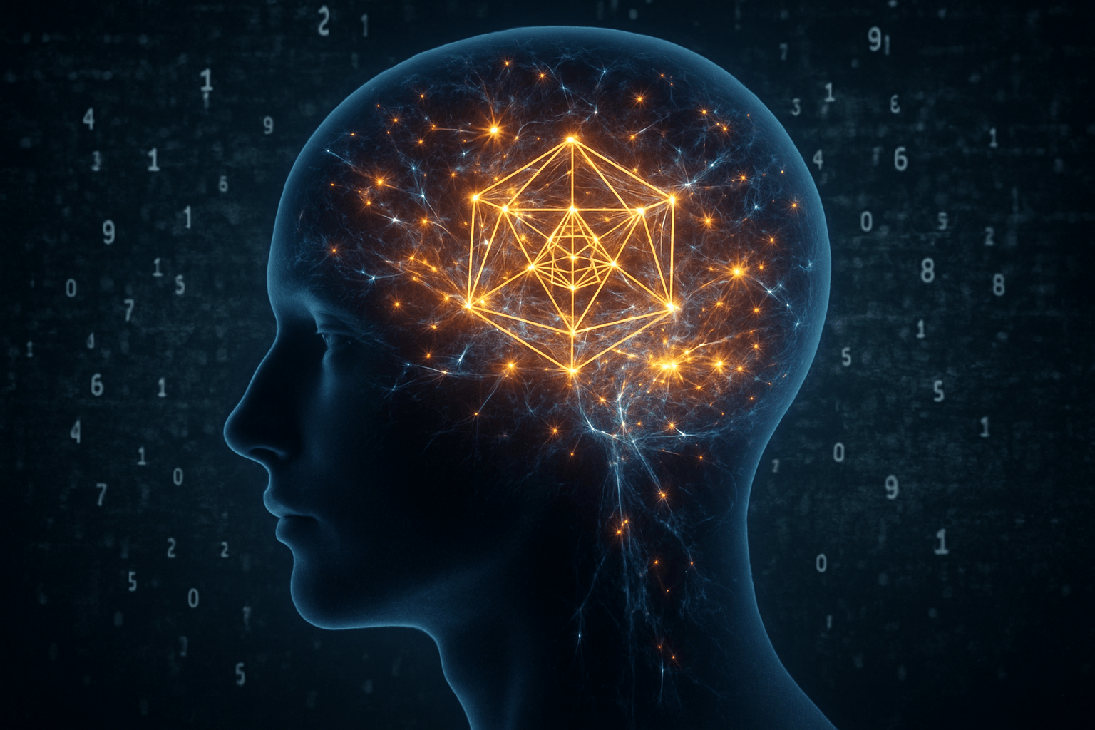 Digital visualization of a high IQ brain processing complex neural networks and patterns