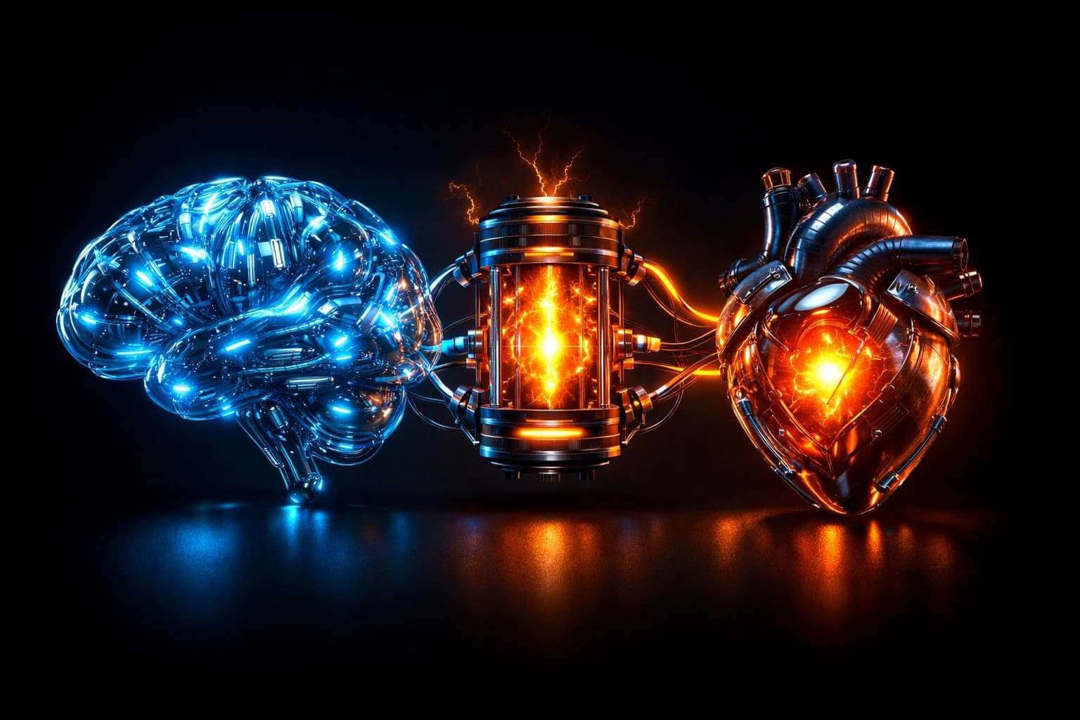 A conceptual graphic showing the balance of intelligence emotion and drive